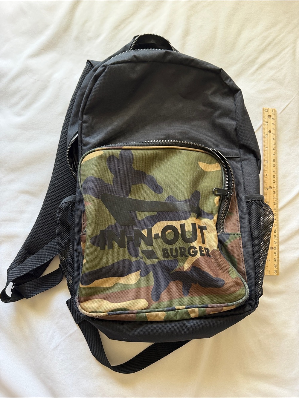In-N-Out Camo Front Pocket Backpack - Black & Camouflage